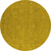 Round Oriental Yellow Industrial Rug, urb1118yw