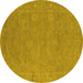 Round Machine Washable Oriental Yellow Industrial Rug, wshurb1118yw