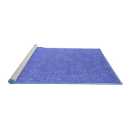 Sideview of Machine Washable Oriental Blue Industrial Rug, wshurb1118blu