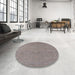 Round Mid-Century Modern Rose Purple Oriental Rug in a Office, urb1118