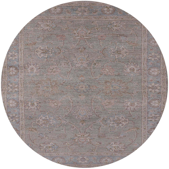 Round Mid-Century Modern Rose Purple Oriental Rug, urb1118