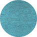 Round Oriental Light Blue Industrial Rug, urb1118lblu