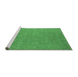 Sideview of Machine Washable Oriental Emerald Green Industrial Area Rugs, wshurb1118emgrn