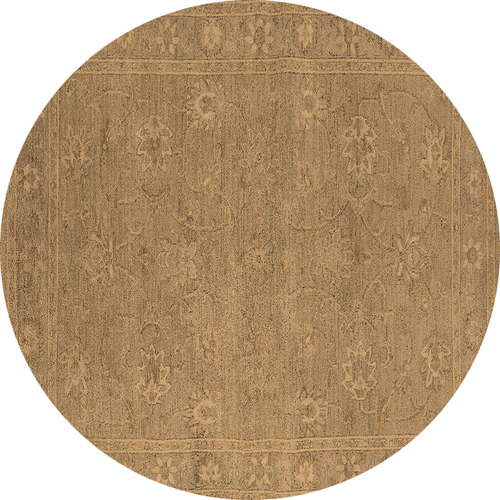 Round Machine Washable Oriental Brown Industrial Rug, wshurb1118brn