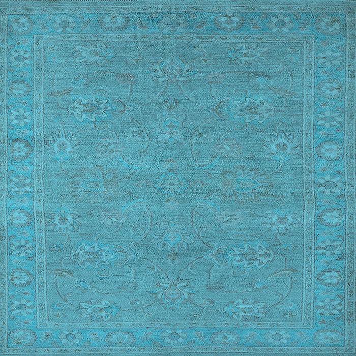Square Machine Washable Oriental Light Blue Industrial Rug, wshurb1118lblu