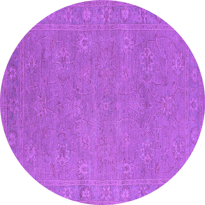 Round Machine Washable Oriental Purple Industrial Area Rugs, wshurb1118pur