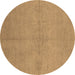 Round Oriental Brown Industrial Rug, urb1119brn