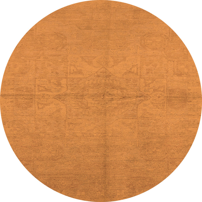 Round Machine Washable Oriental Orange Industrial Area Rugs, wshurb1119org