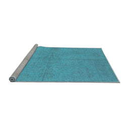 Sideview of Machine Washable Oriental Light Blue Industrial Rug, wshurb1119lblu