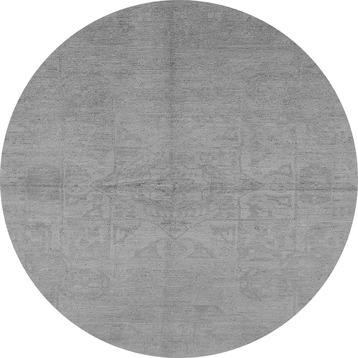 Round Machine Washable Oriental Gray Industrial Rug, wshurb1119gry