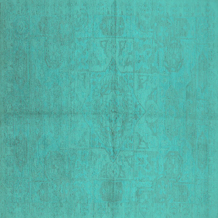 Square Machine Washable Oriental Turquoise Industrial Area Rugs, wshurb1119turq