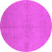 Round Machine Washable Oriental Pink Industrial Rug, wshurb1119pnk