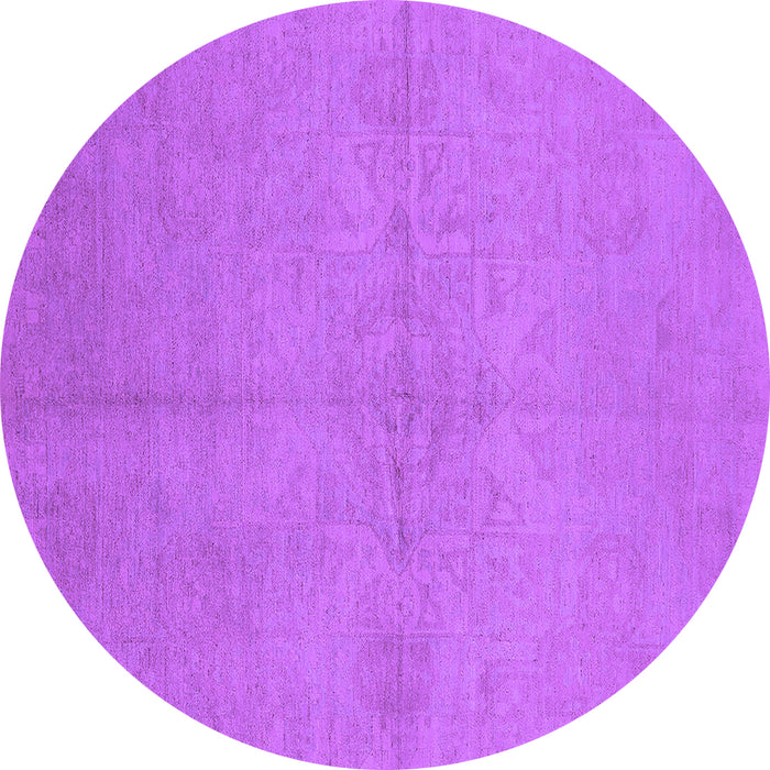 Round Oriental Purple Industrial Rug, urb1119pur
