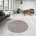 Round Mid-Century Modern Rosy Brown Pink Oriental Rug in a Office, urb1119