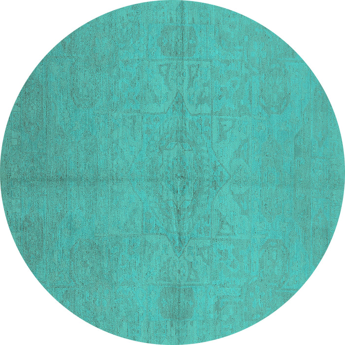 Round Oriental Turquoise Industrial Rug, urb1119turq