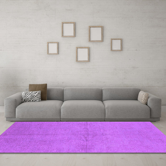 Machine Washable Oriental Purple Industrial Area Rugs in a Living Room, wshurb1119pur