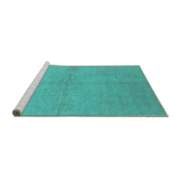 Sideview of Machine Washable Oriental Turquoise Industrial Area Rugs, wshurb1119turq