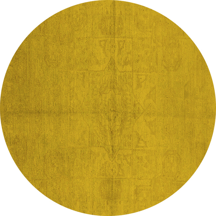 Round Oriental Yellow Industrial Rug, urb1119yw