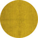 Round Oriental Yellow Industrial Rug, urb1119yw