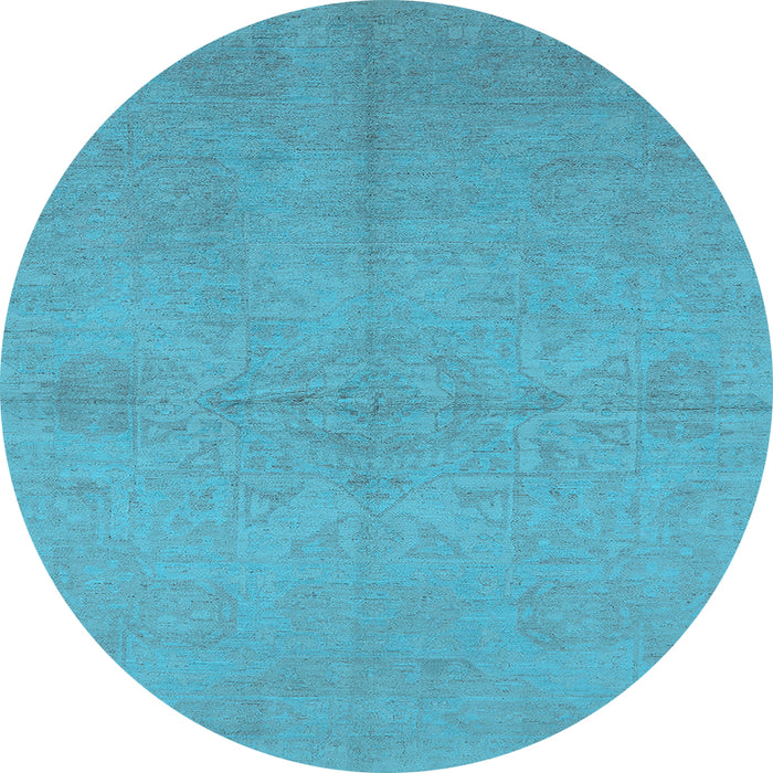 Round Oriental Light Blue Industrial Rug, urb1119lblu