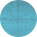 Round Oriental Light Blue Industrial Rug, urb1119lblu