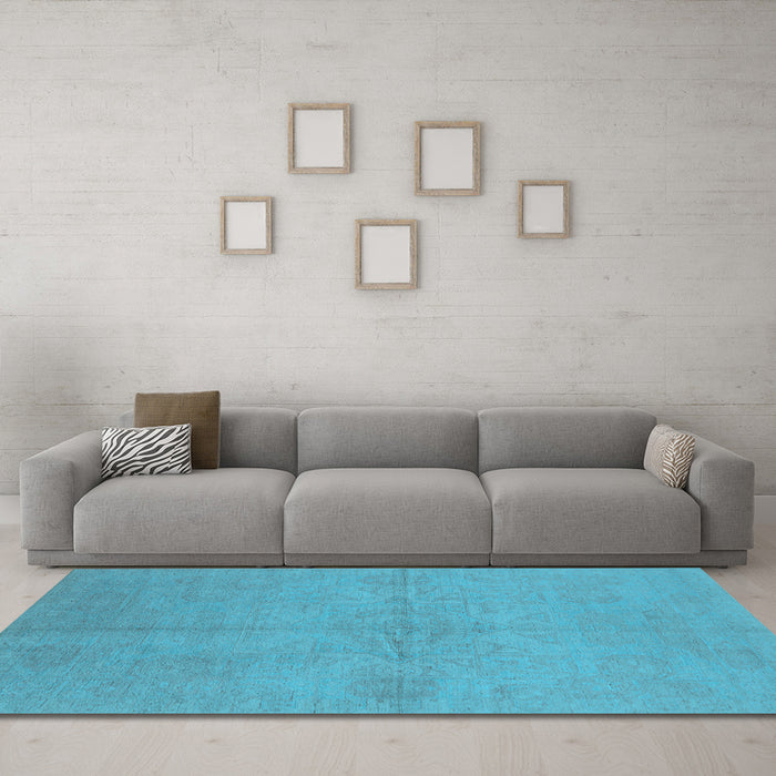 Machine Washable Oriental Light Blue Industrial Rug in a Living Room, wshurb1119lblu