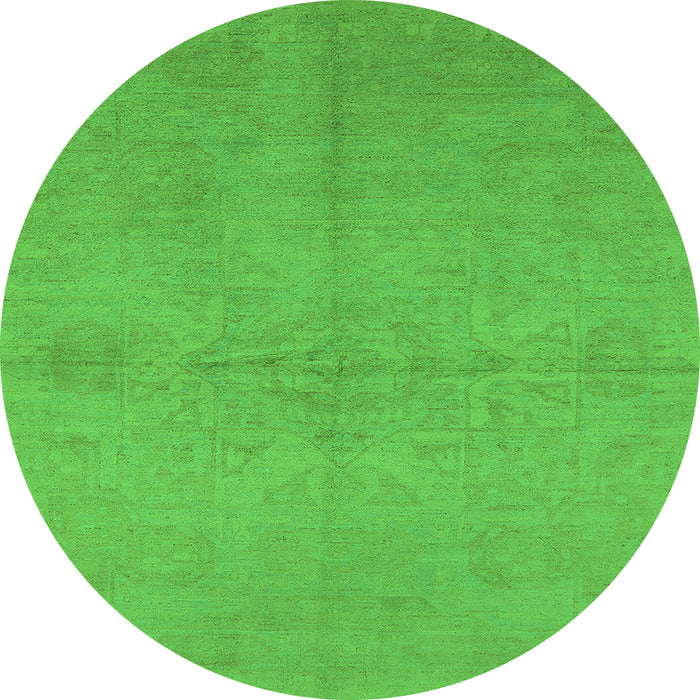 Round Oriental Green Industrial Rug, urb1119grn