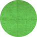 Round Oriental Green Industrial Rug, urb1119grn