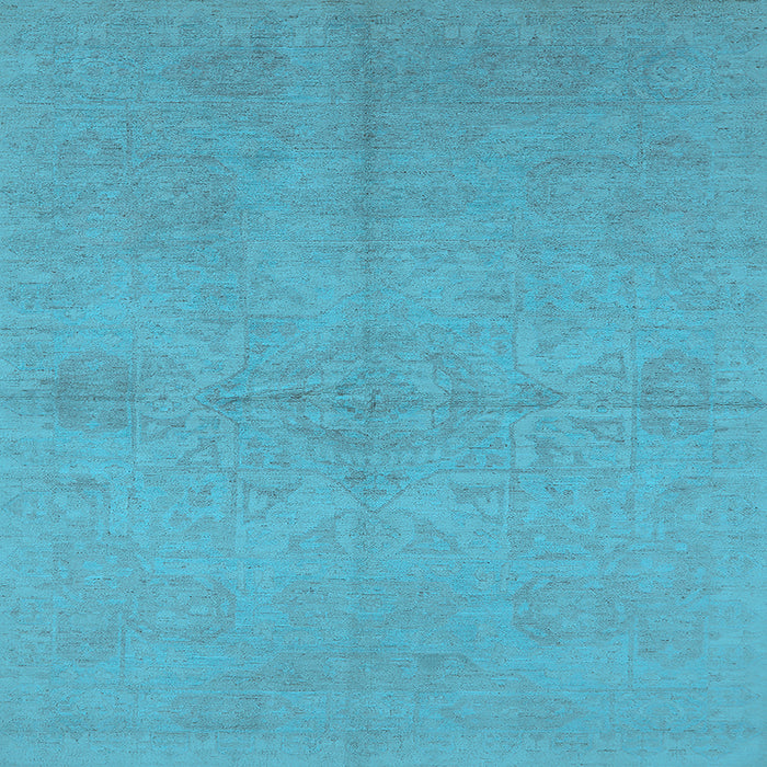 Square Machine Washable Oriental Light Blue Industrial Rug, wshurb1119lblu