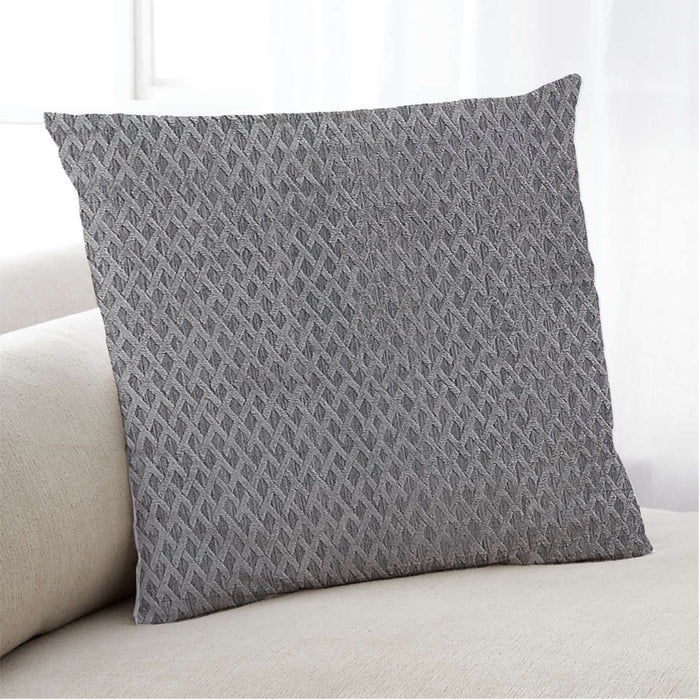 Lifestyle Image of Mid-Century Modern Urban Square Dark Gray Throw Pillow, 18 inch by 18 inch, pwurb111