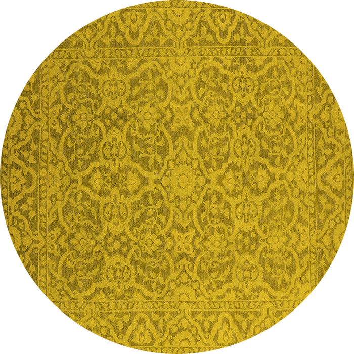 Round Oriental Yellow Industrial Rug, urb1120yw