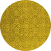 Round Oriental Yellow Industrial Rug, urb1120yw