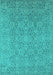 Machine Washable Oriental Turquoise Industrial Area Rugs, wshurb1120turq