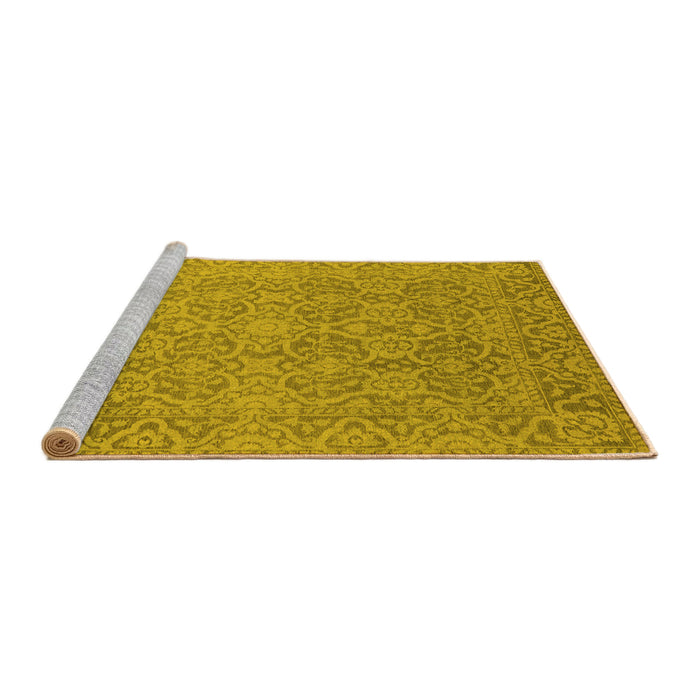 Sideview of Machine Washable Oriental Yellow Industrial Rug, wshurb1120yw
