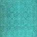 Square Oriental Turquoise Industrial Rug, urb1120turq