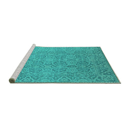 Sideview of Machine Washable Oriental Turquoise Industrial Area Rugs, wshurb1120turq