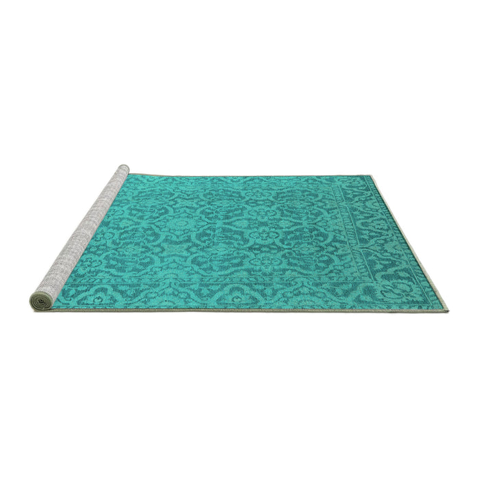 Sideview of Machine Washable Oriental Turquoise Industrial Area Rugs, wshurb1120turq