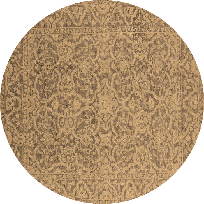 Round Machine Washable Oriental Brown Industrial Rug, wshurb1120brn