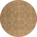 Round Machine Washable Oriental Brown Industrial Rug, wshurb1120brn