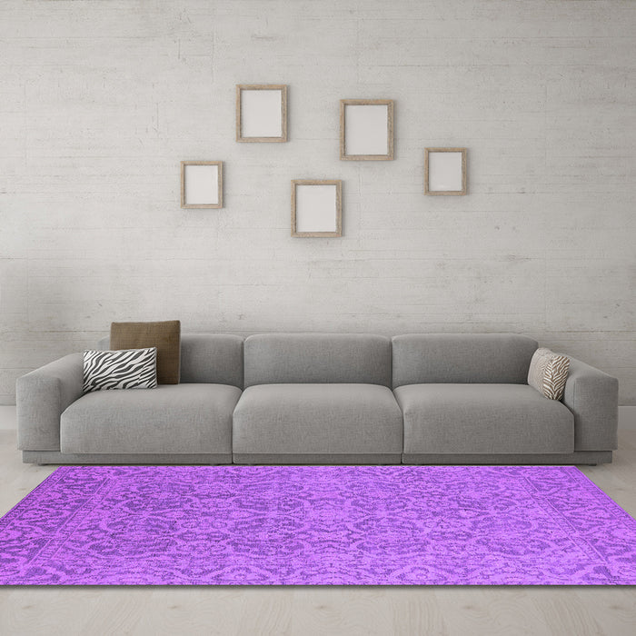 Machine Washable Oriental Purple Industrial Area Rugs in a Living Room, wshurb1120pur