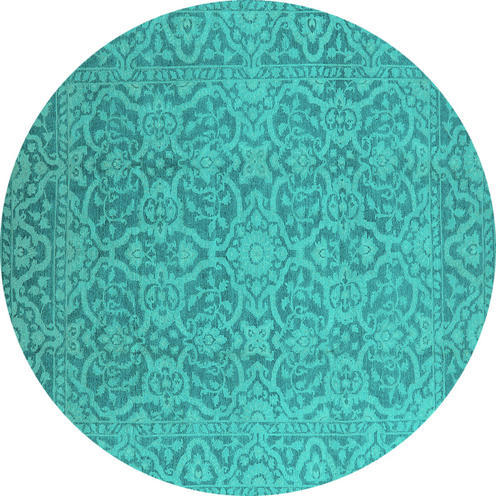Round Oriental Turquoise Industrial Rug, urb1120turq