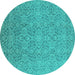 Round Oriental Turquoise Industrial Rug, urb1120turq