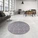 Round Mid-Century Modern Gray Oriental Rug in a Office, urb1120