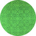 Round Oriental Green Industrial Rug, urb1120grn