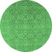 Round Oriental Emerald Green Industrial Rug, urb1120emgrn