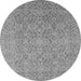 Round Machine Washable Oriental Gray Industrial Rug, wshurb1120gry