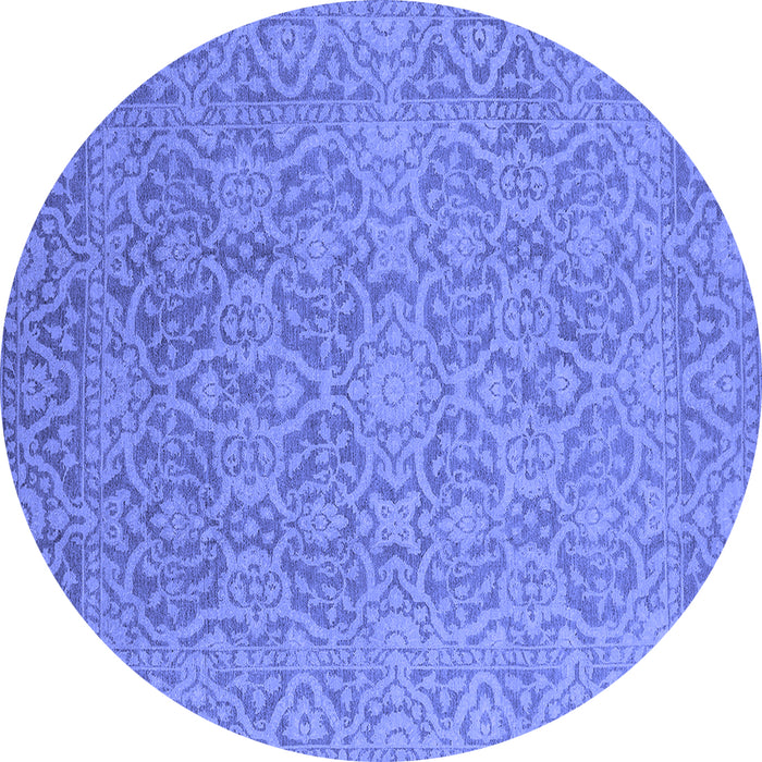 Round Machine Washable Oriental Blue Industrial Rug, wshurb1120blu