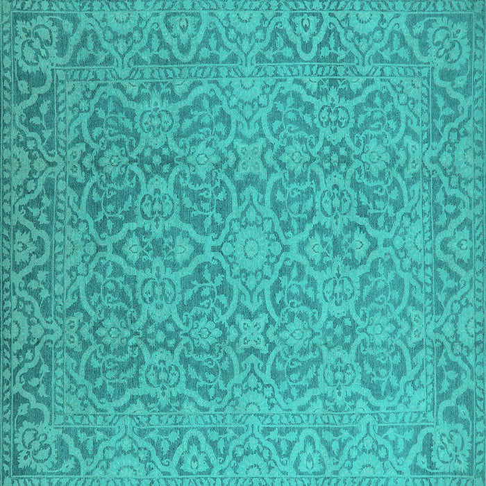 Square Machine Washable Oriental Turquoise Industrial Area Rugs, wshurb1120turq