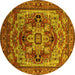 Round Oriental Yellow Industrial Rug, urb1121yw