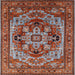 Square Mid-Century Modern Red Oriental Rug, urb1121